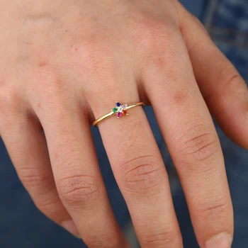пръст бижута нова елегантността на цветни cz пръстен за жени нежен мода пръстен подарък 2019 златист цвят пръст регулируема