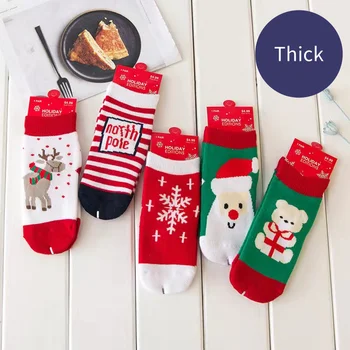 5 двойки децата памучни чорапи Коледа, Зима, Есен, Пролет момче момиче чорап Тери Снежинка Лосове Дядо Коледа е Коледен подарък мечка 1-12Y