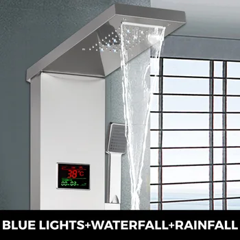 VEVOR Shower Panel Tower 6 in 1 LED Rainfall Rain Massage душ-панел от неръждаема стомана за осветителни тела, с регулируеми дюзите за тяло
