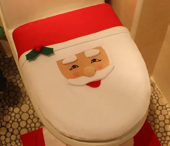 2020 Нова Година Най-Добрият Подарък Happy Christmas Santa Капак На Тоалетната Чиния И Подложка За Баня Коледна Украса