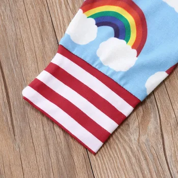 Rainbow детски дрехи, определени новородените момичета момчета писмо гащеризон Гащеризон боди +красиви облаци печат панталони, шапка, 3 бр. есен облекло