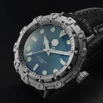 San Martin Men Watch Dive МОП Dial Titanium оригинален дизайн лимитированная серия механични часовници Sapphire 200M Shark Кожена каишка