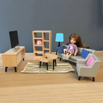 1:12 куклена къща миниатюрни мебели за хол шкаф за телевизор на Пейката плот