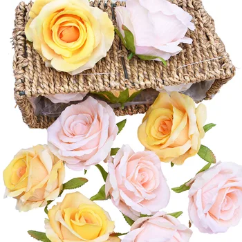 Нов 5 / 10 бр изкуствена коприна рози на главата за сватба, Коледа Е парти Начало Deco доставка САМ венец Бележки подарък кутия занаят
