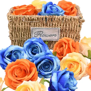 Нов 5 / 10 бр изкуствена коприна рози на главата за сватба, Коледа Е парти Начало Deco доставка САМ венец Бележки подарък кутия занаят