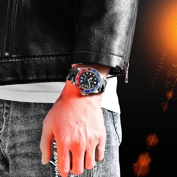 LIGE DESIGN 2020 луксозни мъжки механични часовници силиконови GMT Watch Top Brand високо качество стъкло мъжки часовник Reloj Hombre + Box