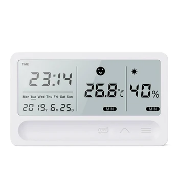 LCD Електронен измерител на температура и влажност на въздуха USB Акумулаторна батерия за цифров термометър, влагомер метеорологичната станция будилник за вътрешни помещения