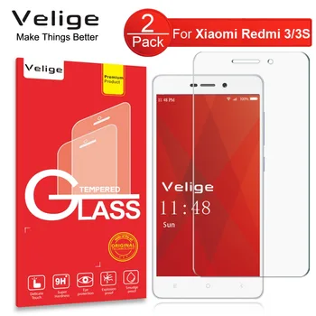 2 бр Velige закалено стъкло-Екран протектор за Xiaomi Redmi 3 3S 3X Pro 3pro 9h твърдост 0.3 мм и защитно защитно стъкло филм