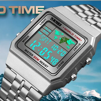 Led цифрови мъжки часовници спортни часовници мъжки Relogio Masculino Relojes от неръждаема стомана военни водоустойчив часовник SKMEI