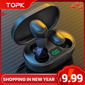 TOPK TWS Bluetooth слушалки led дисплей безжични слушалки стерео звук в ухото спортни слушалки за телефон Xiaomi Redmi
