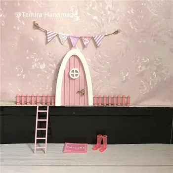 Ръчно изработени розова приказка вратата чудесен подарък за момичета стая миниатюрна притворная играта магически феи феята на зъбките вратата Коледен подарък за момичета