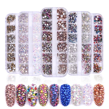 Цветни кристални кристали за нокти DIY маникюр акрилни камъни за нокти мъниста шипове блестящи съвети за Изкуство на ноктите 3D декорации