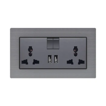 KAMANNI Switch With USB Socket гнездо изход за зарядно устройство стенни двоен Универсален изход панел от неръждаема стомана електронна контакт