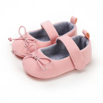 Детски обувки момичета сладък нос розова кожа 0-2 години момиче закрит Принцеса детски памук единственият нескользящим първите проходилки, детски обувки