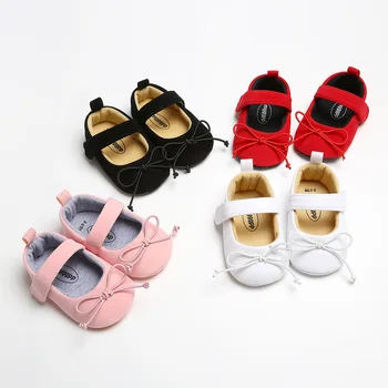 Детски обувки момичета сладък нос розова кожа 0-2 години момиче закрит Принцеса детски памук единственият нескользящим първите проходилки, детски обувки
