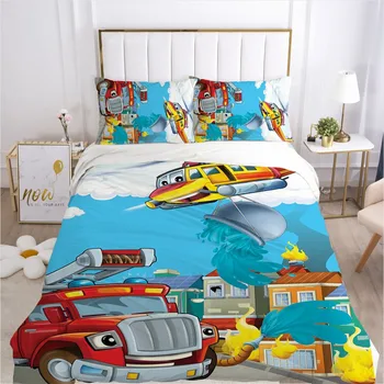 Децата карикатура на легла за деца Бебешко кошче момчета пухени комплект калъфка за възглавница одеяло пухени 100x120/140x210 самолети автомобили