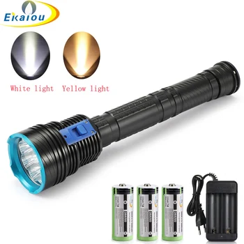 нова led гмуркане фенерче 9xXM-L2 high brightness Tactical факел Lamp deep sea Waterproof white light/yellow light Dive фенер