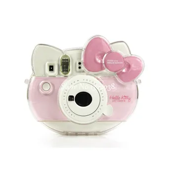 Прозрачен кристал Shell ПУ кожен калъф чанта за фотоапарат Fujifilm Instax Mini Camera Kitty