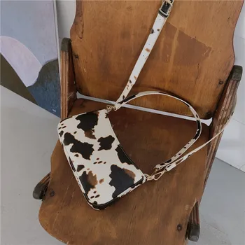 Всичко Мач жени Чанта дамска мода сладък крави модел франзела чанти реколта изкуствена кожа женски подмишници чанта