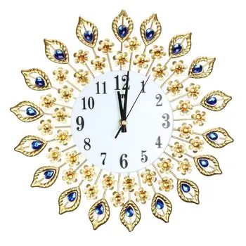 Луксозен Изкуствен Кристал Диамант Големи Стенни Часовници Метални Стенни Часовници Хол Украса На Дома На Изкуството (#1 Gold)