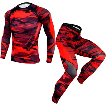 Камуфлаж, спортно облекло на мъжете от две части комплекти бързо съхнещи еластичността на бягане фитнес набор от 2020 Мъжки дрехи открит баскетболен костюм