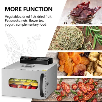 KWASYO 6 тави за хранително-вкусовата дегидратор Плодови сушене машина, сушилня за зеленчуци, сушени плодове, месо сушене машина от неръждаема стомана