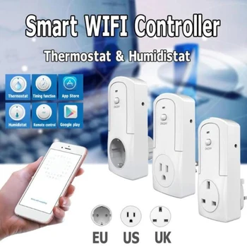 Температура Влажност Wi Fi Термостат Модул Таймер Интелигентно Гнездо Стенни Изход Безжично Дистанционно Управление За Спестяване На Енергия