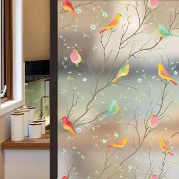 BUNPIG поверителност прозорец филм Антиадгезионная matte птица декоративна стъклена филм статична се придържат витражные етикети за домашния офис