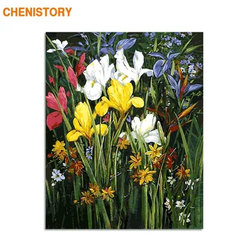CHENISTORY Frame САМ Painting By Numbers White Yellow Flowers Живопис калиграфия Wall Art Платно Painting For Home Decor подарък