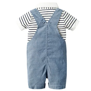 Комплект дрехи за новородени момчета летен костюм комплект шапка+шарен гащеризон+синьо общ костюм ежедневни Детски дрехи за момчета облекло