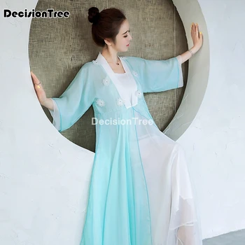 2021 китайското рокля vestidos жени шифон халат рокли qipao дзен медитация чай обличам дрехи реколта ежедневни ретро