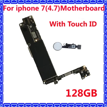 Оригиналната системна такса IOS за iphone 7 разблокированная дънна платка с / без touch ID 128GB почистване на iCloud phone circuits plate + чипове