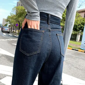 Дънки дънкови 2020 цялата дължина Висока Талия ежедневни Ulzzang плюс размера на есен с нови стилни панталони Широките панталони за мама шик