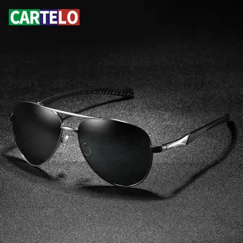 CARTELO Design Pilot Male Sun Glasses Driving Metail Frame Quality oversize Spring Leg Alloy мъжки слънчеви очила с поляризирана марка