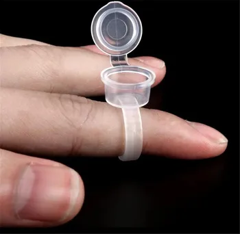 100 бр. прозрачни татуировка мастило пръстени чаши перманентен грим пигмент на притежателя на веждите миглите разширения Microblading аксесоари