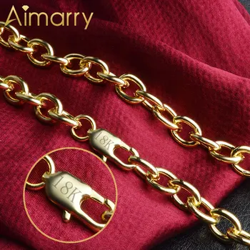 Aimarry 925 сребро, злато 8 мм, 20 инча кръг верига Огърлица за жени, мъже юбилей, сватбени подаръци, модни аксесоари