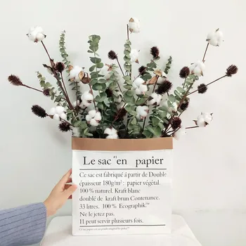 62 см изкуствени листа от евкалипт букет сухи памучни цветове фалшиви растения за дома, Сватба, Рожден Ден декор венец венец