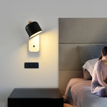 Модерен led малка странична лампа Nordic style Indoor Lighting с превключвател на led стена лампа за спални, коридор лампа