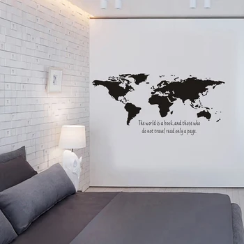 Голям размер винил свят на тази книга е карта на изкуството на стената етикети Дневна Спалня модерен начало декор