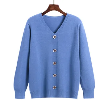 BYGOUBY големи случайни свободни жени пуловер Есен Зима V шията на жената пуловер пуловер однобортный женски жилетка топ 2020