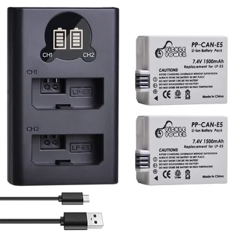 LP-E5 LPE5 LP E5 Camera Battery + LED на Alevtina USB Charger за Canon EOS 1000D 500D 450D Kiss X3 X2 F EOS Rebel XS Бунтовник Rebel T1i.