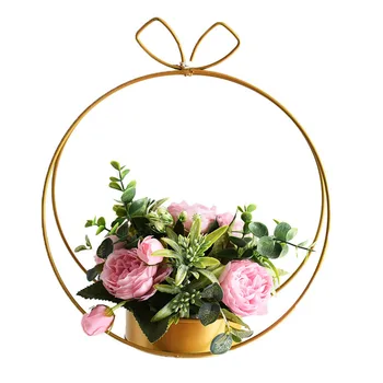 Метален цвете сърцето позлатени геометричен преносим кошница кутия за опаковане на цветя през цялата квадратен изкован градина декорации гърне