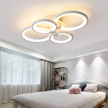 Двойна светлина модерни led полилей за хола спалня и кабинет дистанционно управление затъмняване на тавана полилеи AC90-260V