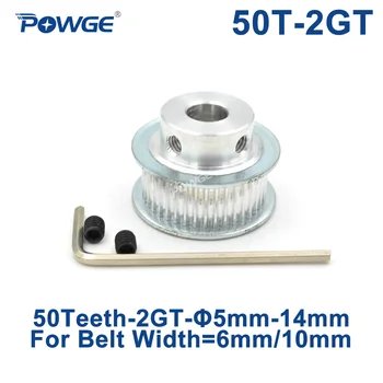 POWGE GT 50 зъбите 2M 2GT диаметър на зъба шайба ГР 5/6/6.35/7/8/10/12/14 мм за открито синхронни колан GT2 широчина 6/10 мм колелото на 50 зъбите 50T