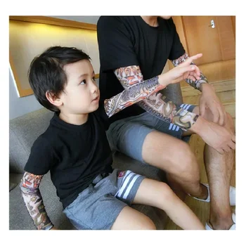 Семейство подходящи облекло деца момче и баща облекло татуировки ръкав, тениски, Бебешки дрехи, мода за мъже върховете чай за продажба на хладно