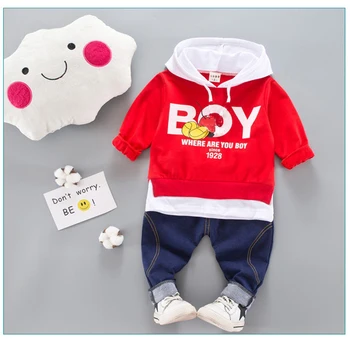 Комплекти Детски Дрехи Baby Boy Памучни Спортни Тениски С Качулка Hoody + Панталони Деца Момчета Деца Ежедневни Костюми