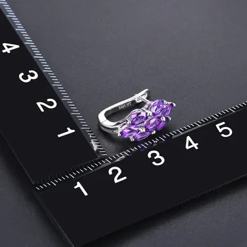 Hutang 5x3mm лилав аметист Обръч обеци натурален скъпоценен камък 925 сребро фини елегантни бижута за жени е най-добрият подарък нова