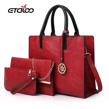 Дамска чанта набор от мода изкуствена кожа дамска чанта плътен цвят чанта-месинджър чанта, чантата, чанти за жени 2020 нов