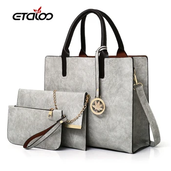 Дамска чанта набор от мода изкуствена кожа дамска чанта плътен цвят чанта-месинджър чанта, чантата, чанти за жени 2020 нов