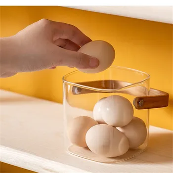 Стъклена кошница бонбони Кристален банка Яйце прибори плодове закуски съхранение ВАЗа декорация на дома, организация и съхранение на кухненски аксесоари